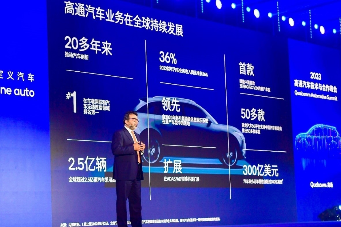 高通技術(shù)公司高級(jí)副總裁兼汽車(chē)業(yè)務(wù)總經(jīng)理Nakul Duggal發(fā)表主題演講。（受訪者供圖）