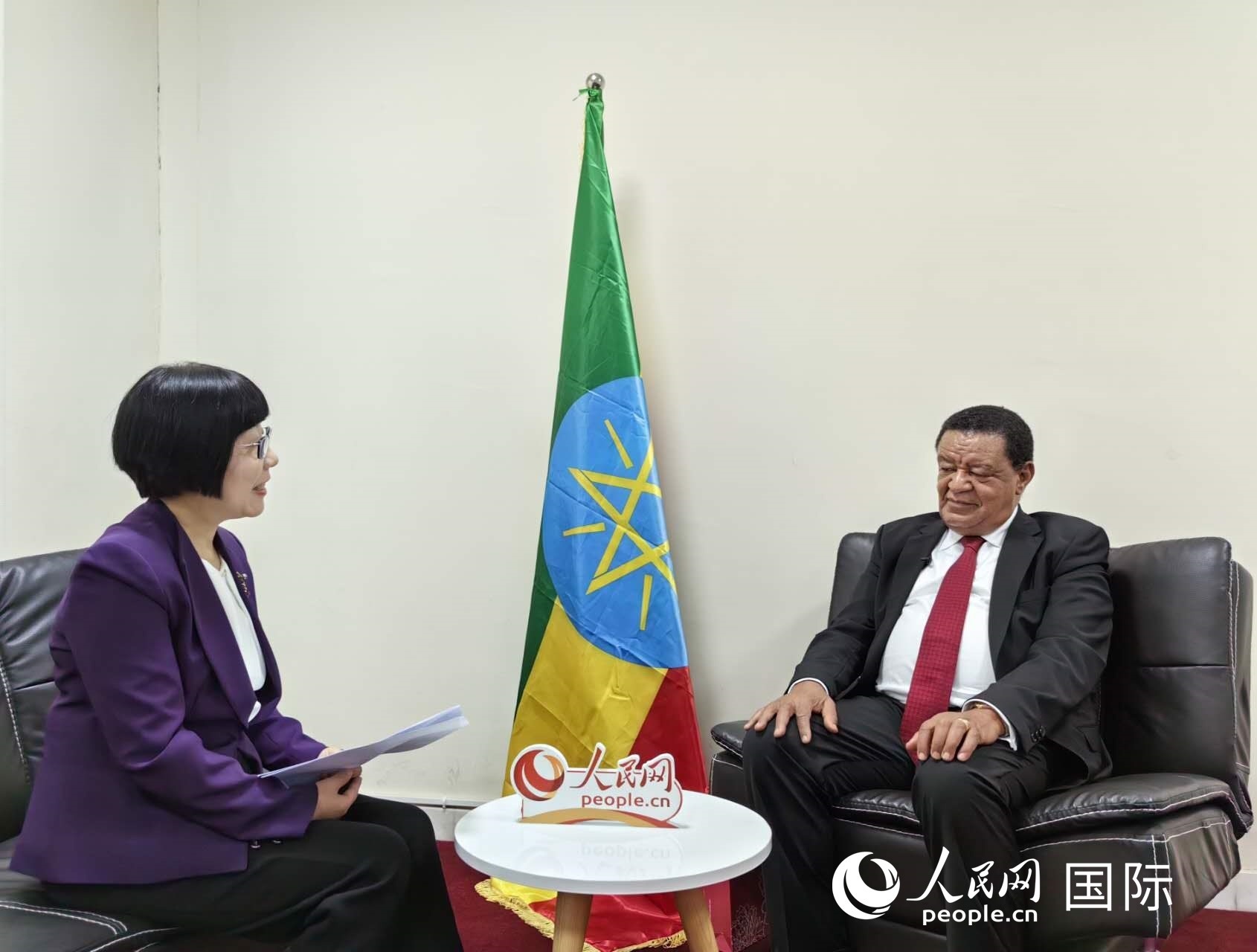 穆拉圖·特肖梅接受人民網(wǎng)記者唐維紅采訪。人民網(wǎng)記者 陳星星攝