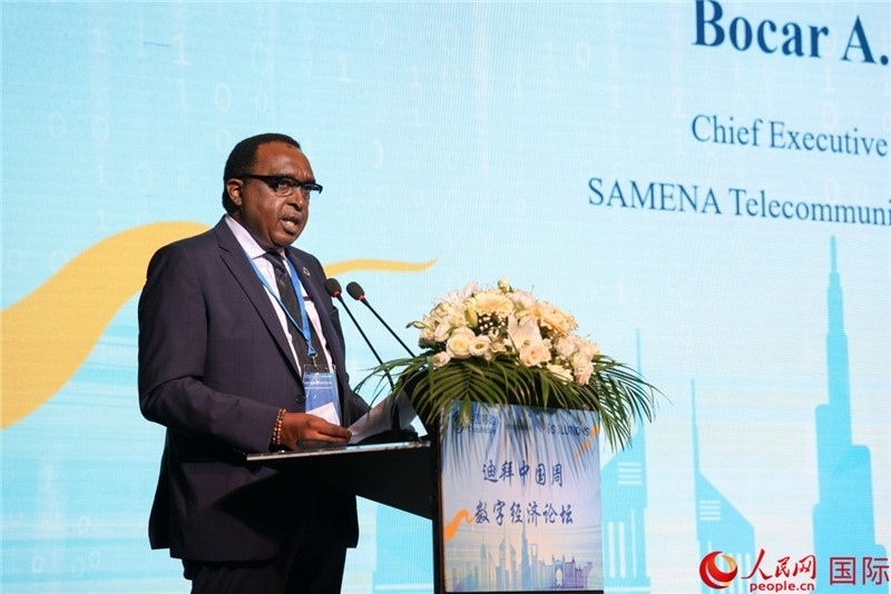 SAMENA電信協(xié)會首席執(zhí)行官博卡爾致辭。人民網(wǎng)記者任皓宇攝