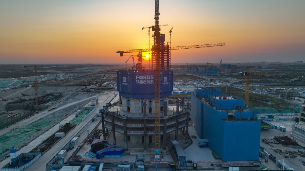 在雄安新區(qū)啟動區(qū)拍攝的中國中化大廈項目（9月21日攝，無人機照片）。新華社記者 張鋮 攝