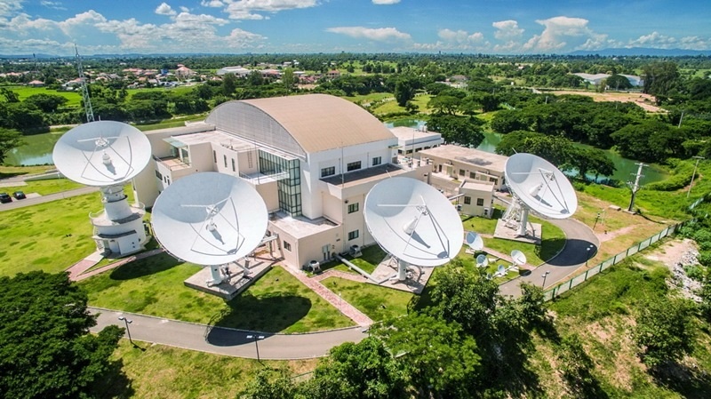 2016年8月1日拍攝的老撾首都萬象的老撾一號通信衛(wèi)星地面站全景。