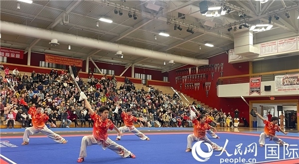 中國武術(shù)隊(duì)員表演現(xiàn)場。人民網(wǎng)記者 鄧圩攝