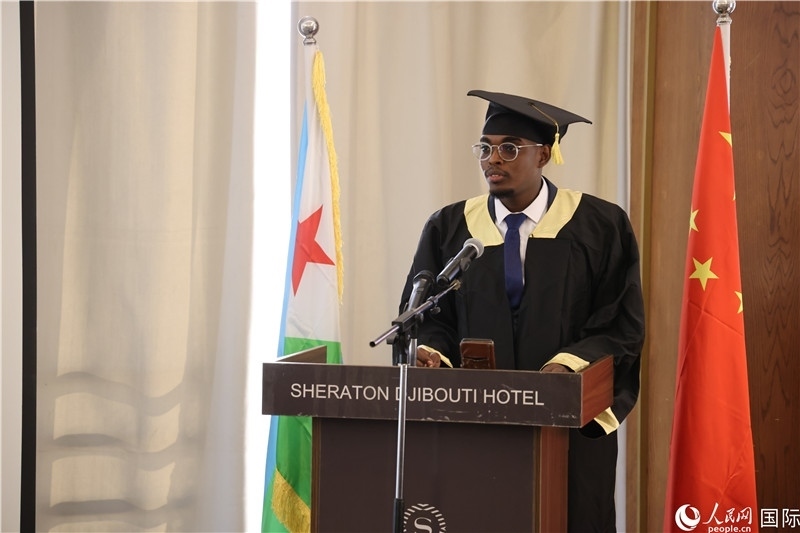 吉布提魯班工坊2023屆畢業(yè)生代表發(fā)言。人民網(wǎng)記者 張志文攝