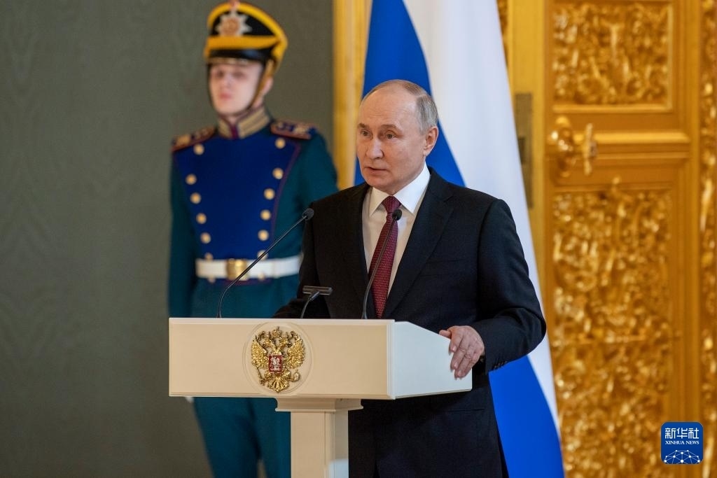 3月20日，俄羅斯總統(tǒng)普京在莫斯科克里姆林宮與其競選團隊代表舉行見面會。新華社記者 曹陽 攝