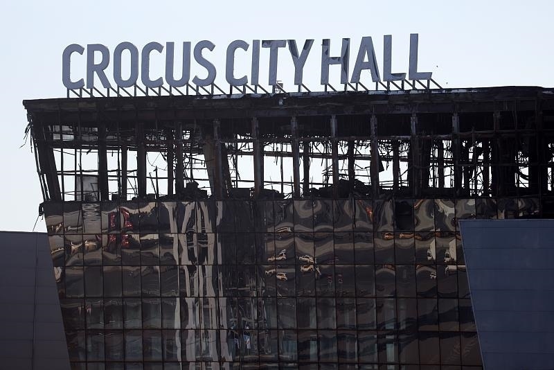 △遭遇恐襲后的“克羅庫(kù)斯城”音樂(lè)廳