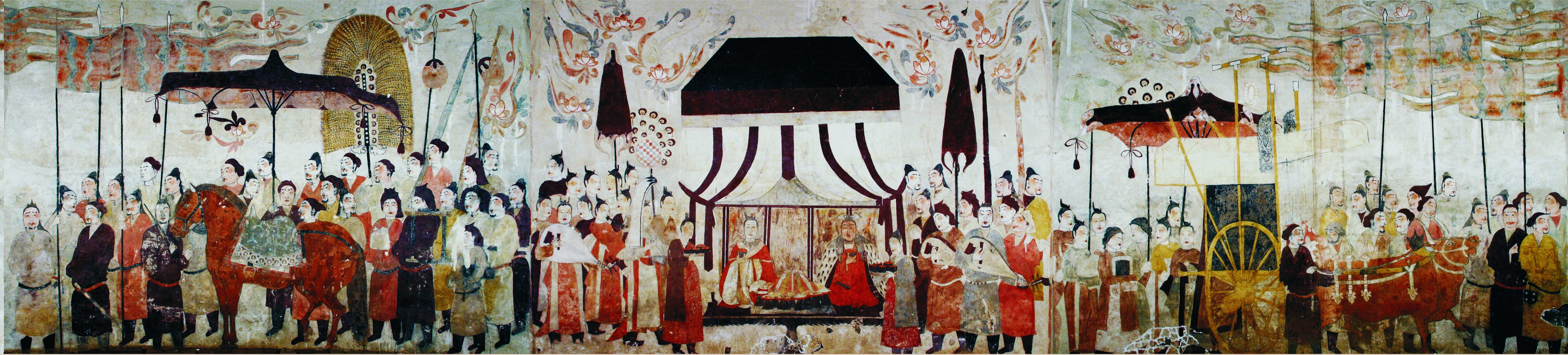 這是徐顯秀墓室壁畫展開圖。太原北齊壁畫博物館供圖