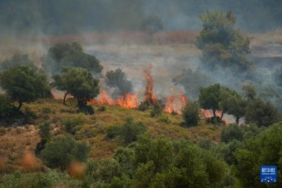 6月12日，以色列北部加利利地區(qū)遭受火箭彈襲擊后冒出滾滾濃煙。新華社發(fā)（阿亞爾·馬戈林?jǐn)z/基尼圖片社）