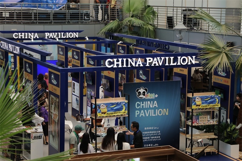中國(guó)聯(lián)合展臺(tái)亮相阿拉伯廣播電視節(jié)。主辦方供圖