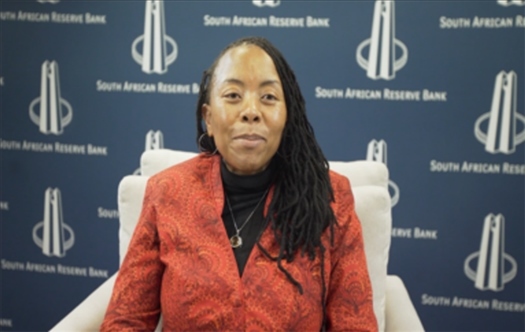 南非儲備銀行副行長、審慎監(jiān)管局首席執(zhí)行官芬迪?查齊巴納視頻發(fā)言。（中國建設(shè)銀行約翰內(nèi)斯堡分行供圖）