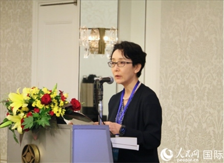 日本貿(mào)易振興機(jī)構(gòu)（JETRO）企劃部海外地區(qū)戰(zhàn)略主管日向裕彌致辭。人民網(wǎng) 許可攝