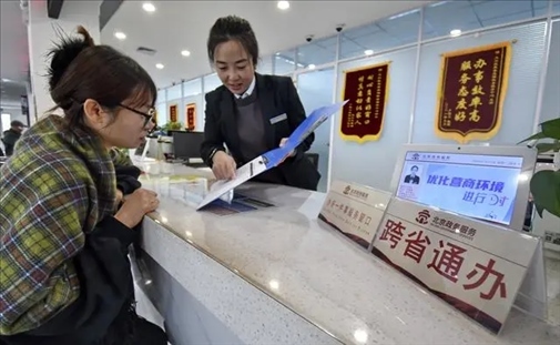 2024年3月25日，北京大興區(qū)，工作人員為群眾辦理跨省政務(wù)事宜。