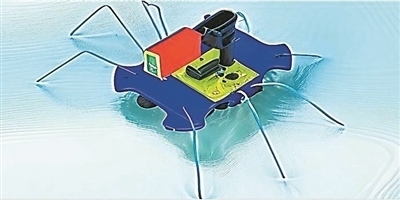 一種能夠在水面上滑行的自供電“蟲子”機(jī)器人。圖片來源：紐約州立大學(xué)賓漢姆頓分校