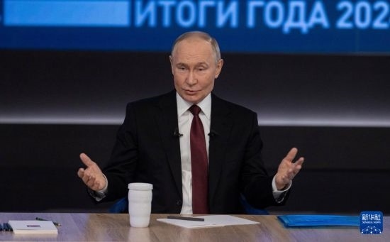 12月19日，在俄羅斯首都莫斯科，俄羅斯總統(tǒng)普京在“年度盤點”活動上講話。新華社記者 白雪騏 攝