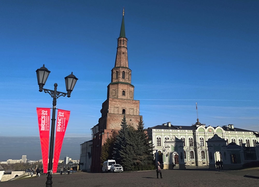 這是2024年10月20日拍攝的俄羅斯喀山克里姆林宮一景。新華社記者 丁海濤 攝