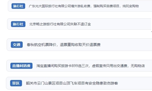 網(wǎng)友在“人民投訴”平臺反映涉旅游消費相關(guān)糾紛。（“人民投訴”用戶投訴截圖）